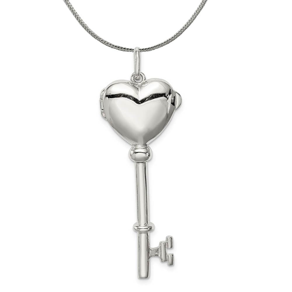 Elegant Black Bow Sterling Silver Heart Locket Key Pendant Necklace for Women - Perfect Gift for Valentine's Day, Anniversary & Special Occasions