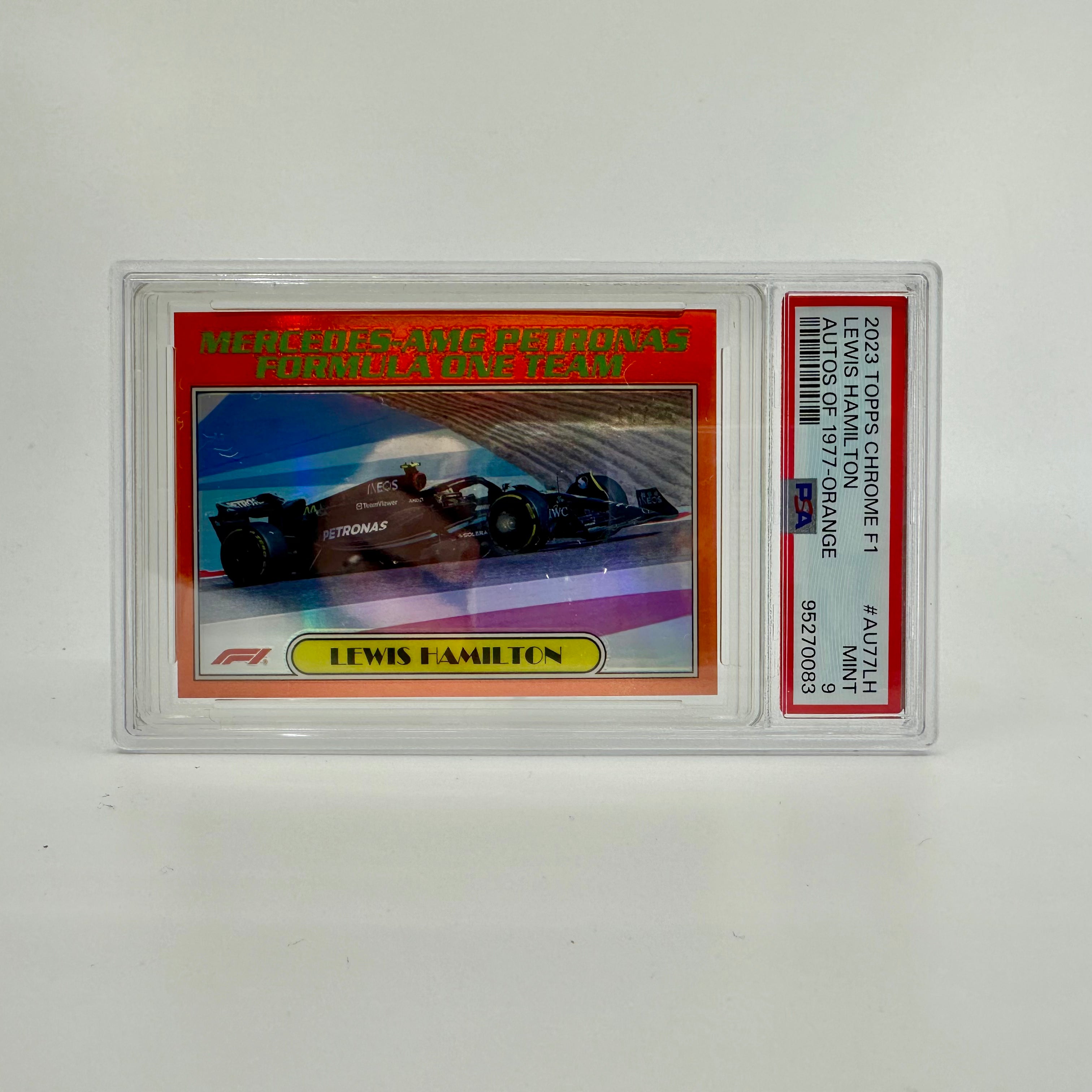 2023 Topps Chrome Lewis Hamilton #AU77 LH Orange PSA 9 - Rare Trading Card for Collectors & F1 Fans - Perfect for Display, Investment & Sports Memorabilia Collections