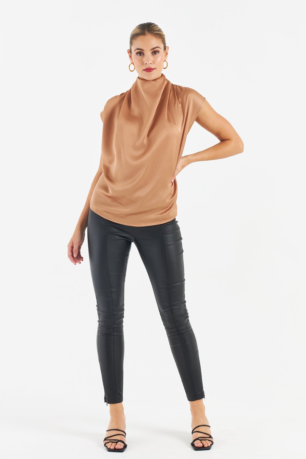 Lauren Women's Sleeveless Blouse - Light Beige Casual Top for Summer, Office Wear & Business Attire