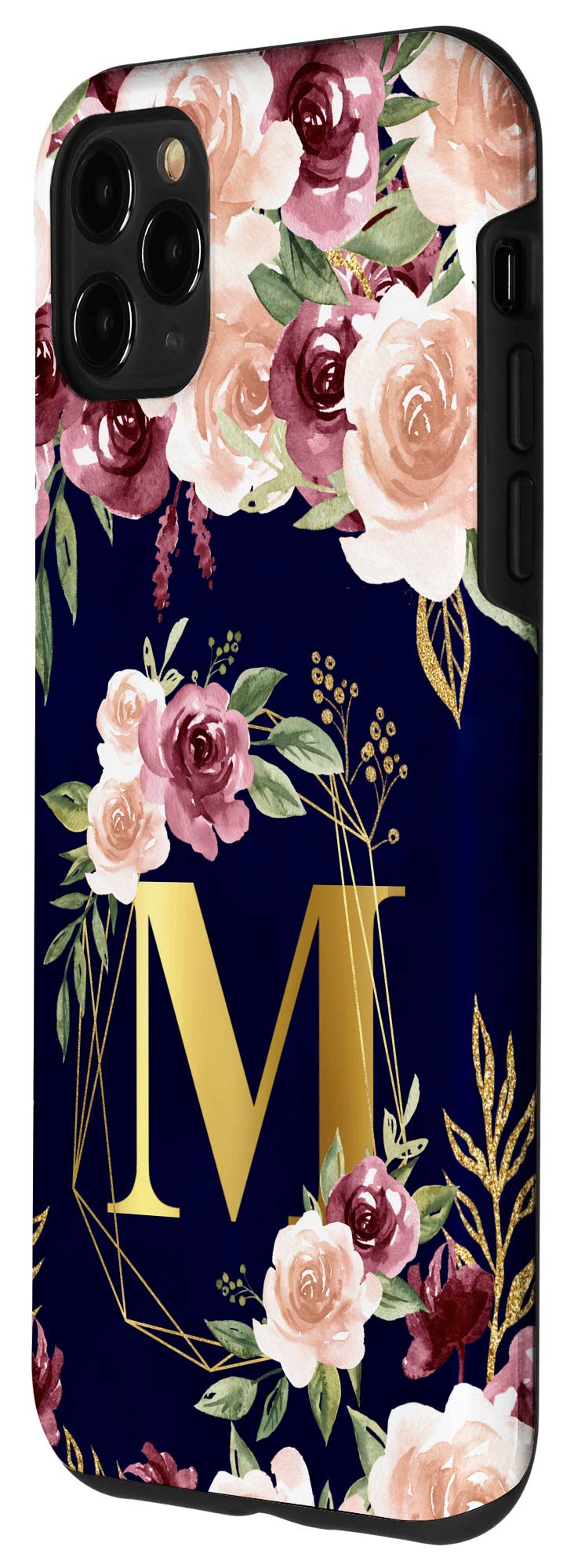 iPhone 11 Pro Max Case - Floral Watercolor Design with Initial M - Perfect Birthday Gift for Women - Durable Protective Cover for Everyday Use & Special Occasions