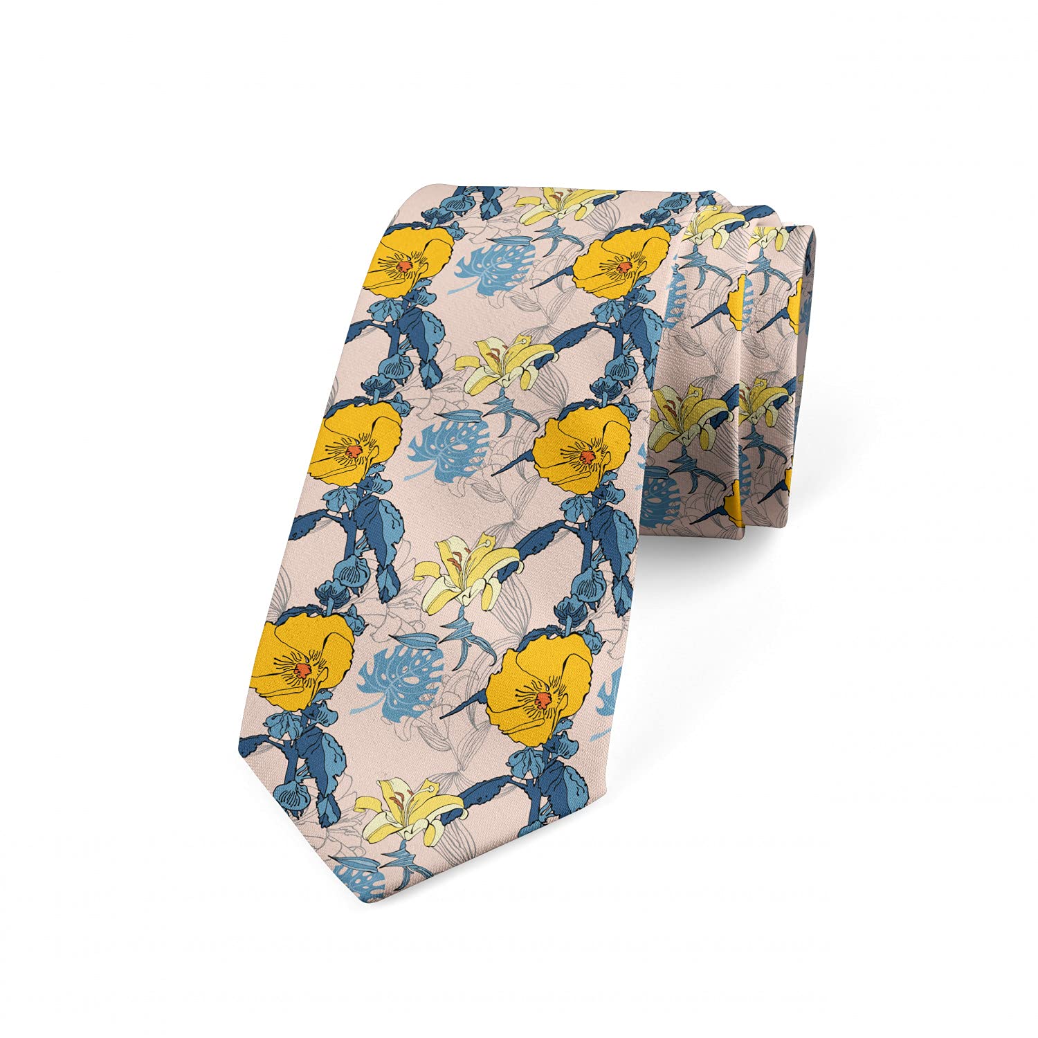 Ambesonne Men's Tropical Paradise Summer Necktie - 3.7