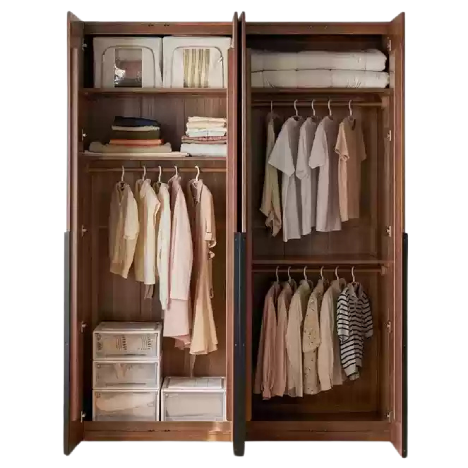 70.8x22.4x94.4 inch / 180x57x240 cm/ Walnut Color / four doors
