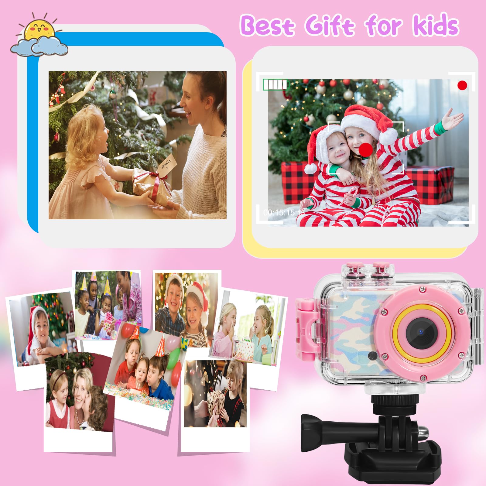 Waterproof Kids Camera for 3-8 Year Old Boys & Girls - Underwater Toddler Digital Camera with 32GB SD Card - Perfect Birthday Gift & Outdoor Adventure Toy for Ages 4-10