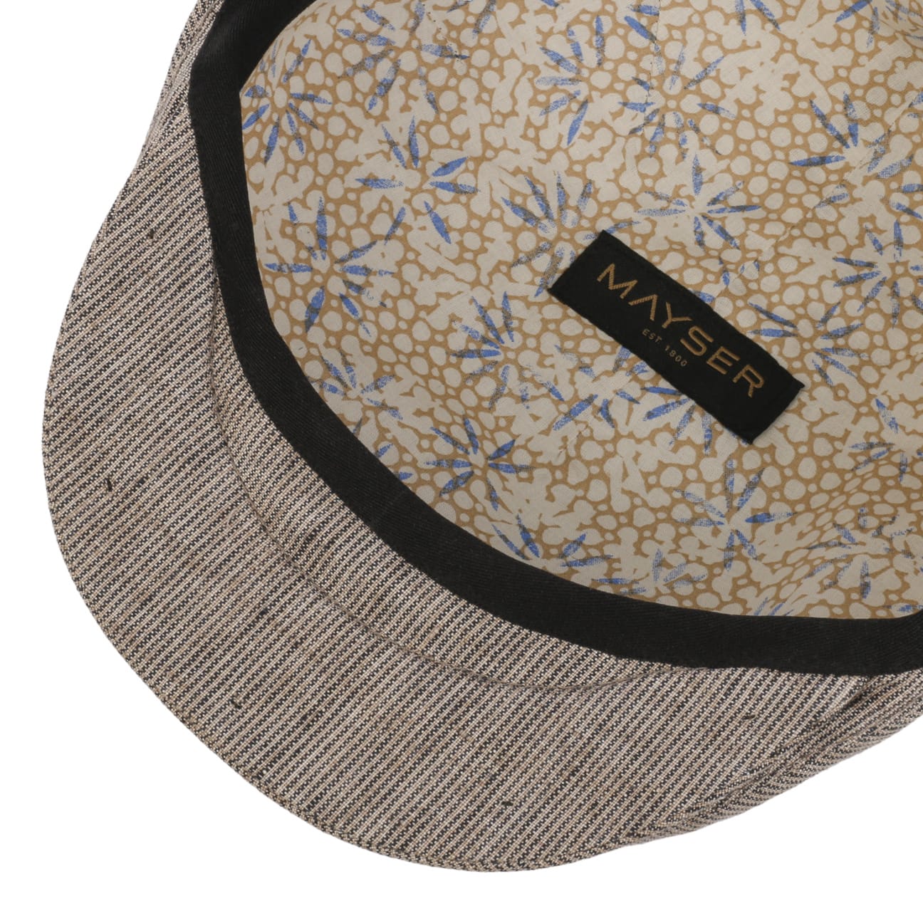 Mayser Sidney Linen Stripes Flat Cap - Classic Men's Summer Hat for Outdoor Activities, Travel & Casual Wear