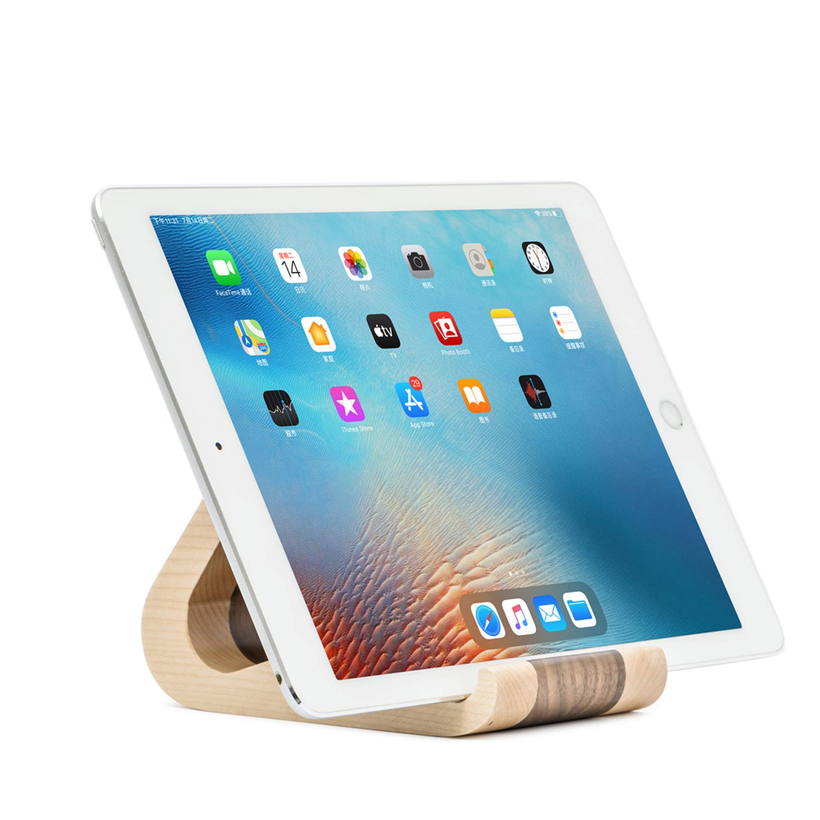 Premium Wooden Tablet Stand - Universal iPad Holder Tripod Compatible with 6-13 Inch iPad Pro/Air/Mini, Samsung Galaxy Tab & Kindle Fire - Sturdy Desk Stand for Reading, Watching & Video Calls
