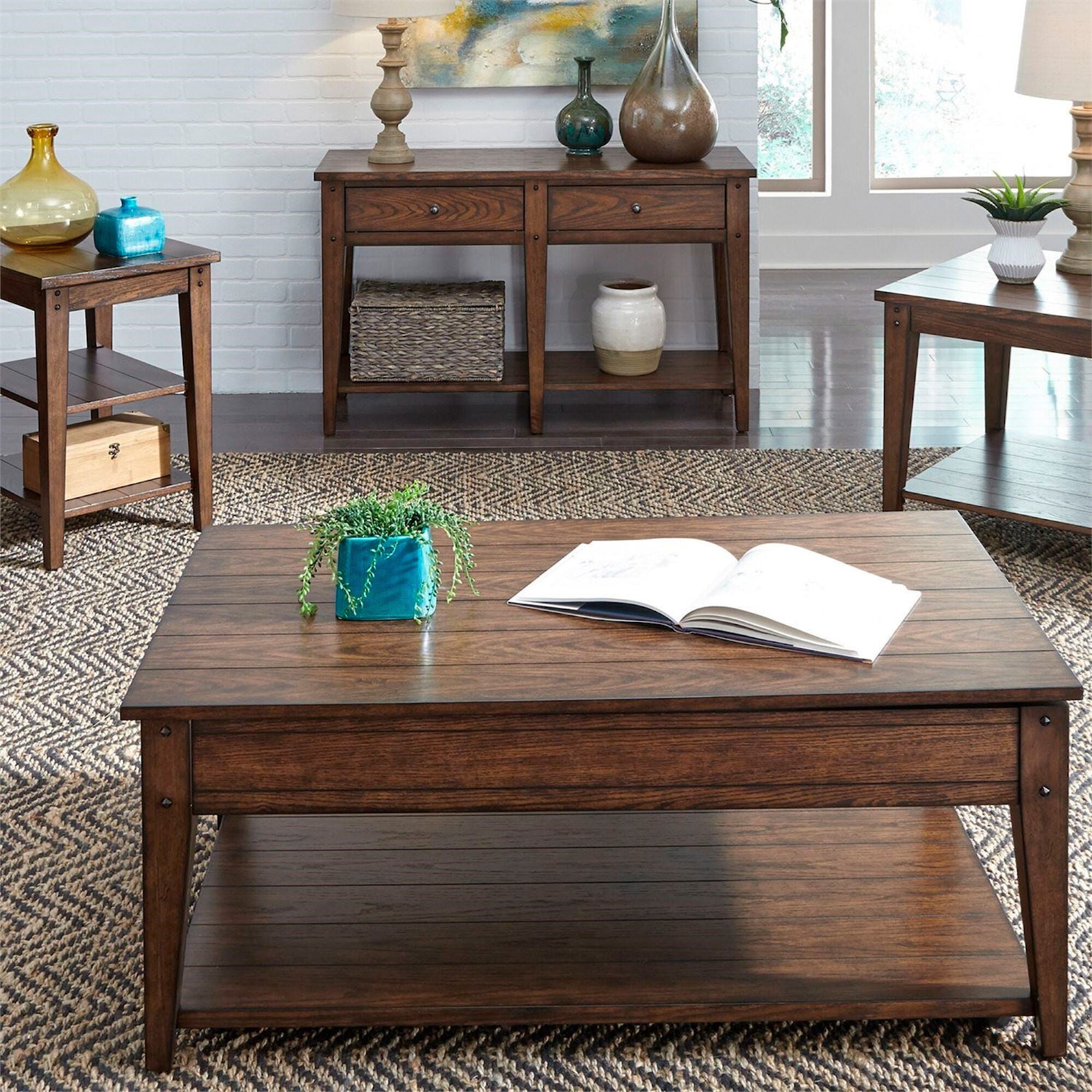 Modern Lake House Square Lamp Table - Stylish Nightstand for Bedroom, Living Room, or Office - Perfect for Cozy Reading Nook or Ambient Lighting