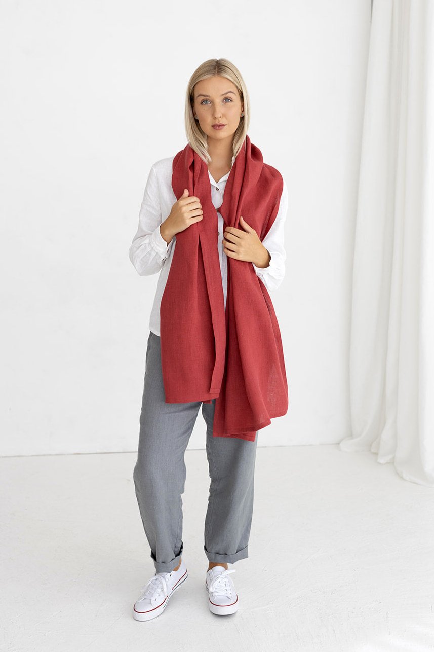Soft & Lightweight Raspberry Linen Scarf for Women - Breathable Summer Wrap - Perfect for Beach, Travel, and Casual Outfits