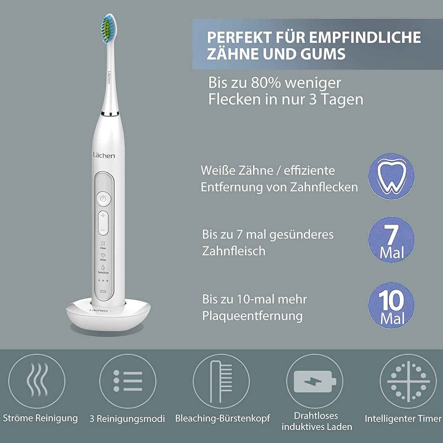 Lachen Electric Toothbrush Twin Pack RM-T8 - 2 Sonic Toothbrushes with 3 Cleaning Modes & 3 Intensity Levels, Includes 10 Replacement Brush Heads & 2 Travel Cases - Perfect for Home Use, Travel, and Family Oral Care
