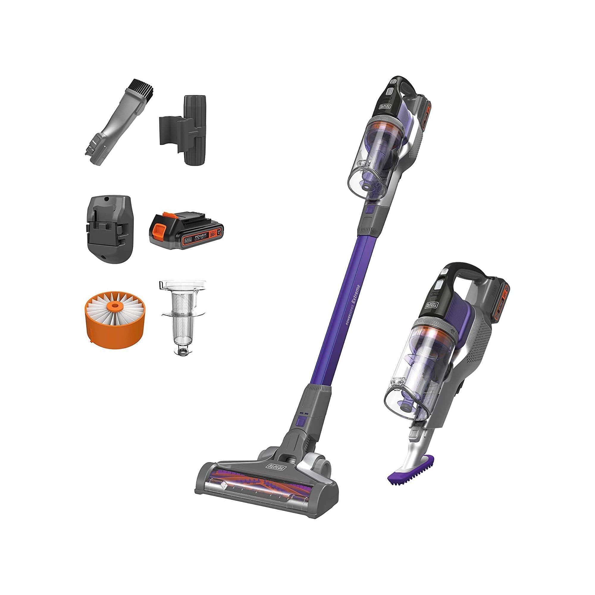 BLACK+DECKER Powerseries Extreme Cordless Stick Vacuum Cleaner for Pet Hair & Home Cleaning - Lightweight, Powerful Suction, 20V Lithium Battery (BSV2020P) - Perfect for Hard Floors, Carpets & Pet Owners