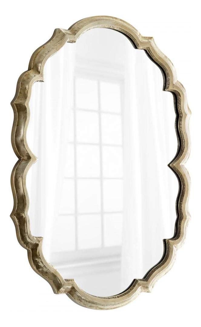 39.75 x 29 Inch Silver Banning Oval Mirror with Iron and Wood Frame - Perfect for Living Room, Bedroom, or Entryway Decor