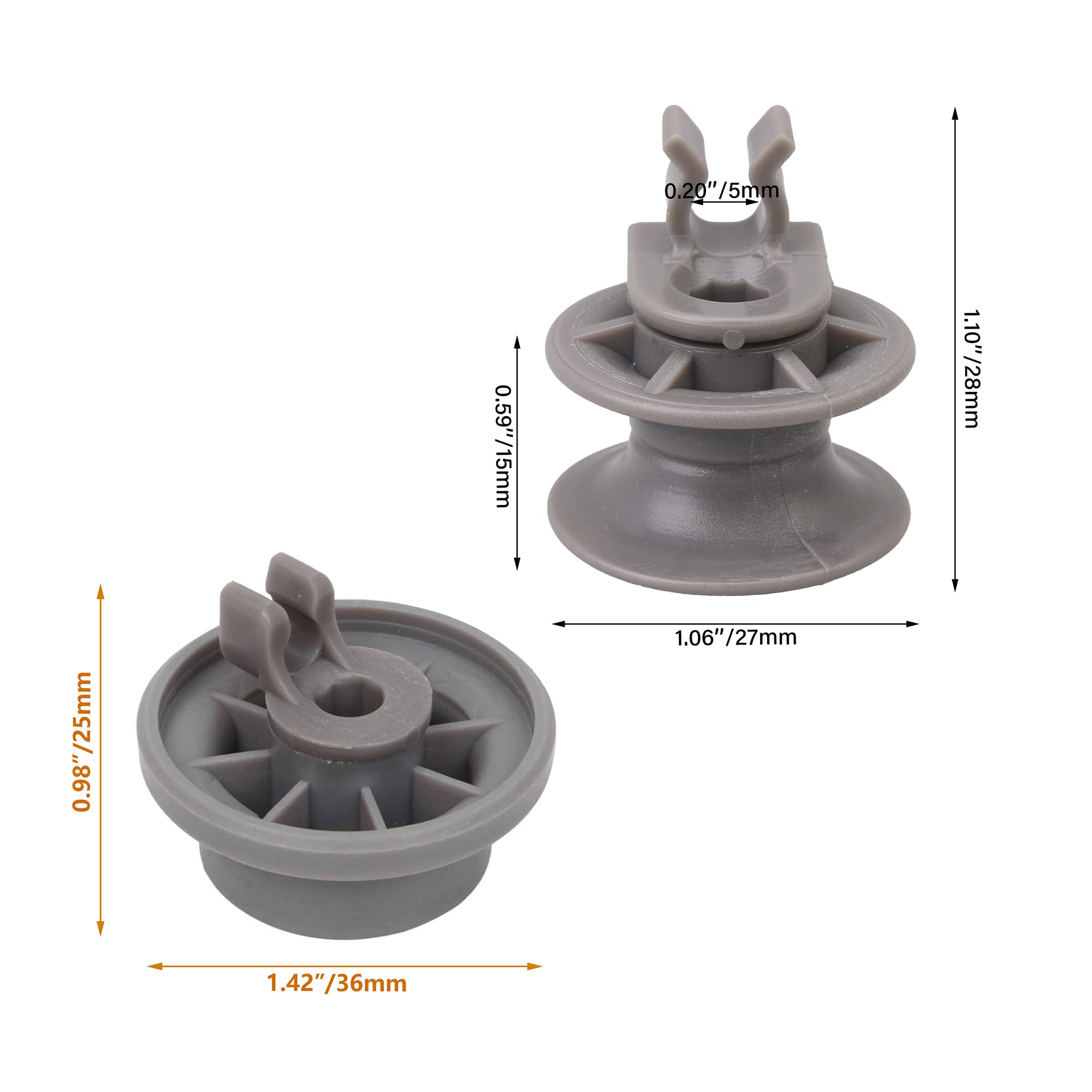 8PCS Dishwasher Roller Assembly Replacement - Compatible with Kenmore Upper & Lower Dish Rack Wheels - Durable Rollers for Smooth Gliding - Perfect for Kitchen Appliance Repair and Maintenance