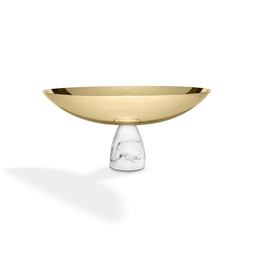 Anna New York Coluna Fruit & Chocolate Bowl - Carrara Gold Marble Design | Elegant Serving Bowl for Desserts, Snacks, and Party Entertaining