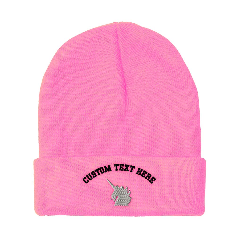 Custom Unicorn Embroidered Winter Beanies for Men & Women - Soft Pink Acrylic Skull Cap with Personalized Text - Cozy Cold Weather Hat for Outdoor Activities, Gifts & Fashion Accessories