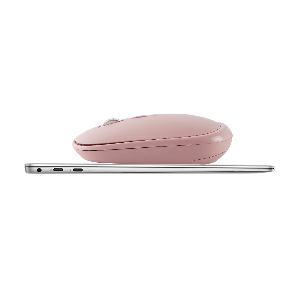 Wireless Mouse for Laptop, Bluetooth & USB Dual Mode Silent Mouse - Pink | Compatible with PC, MacBook, Desktop | Perfect for Office, Home & Travel Use