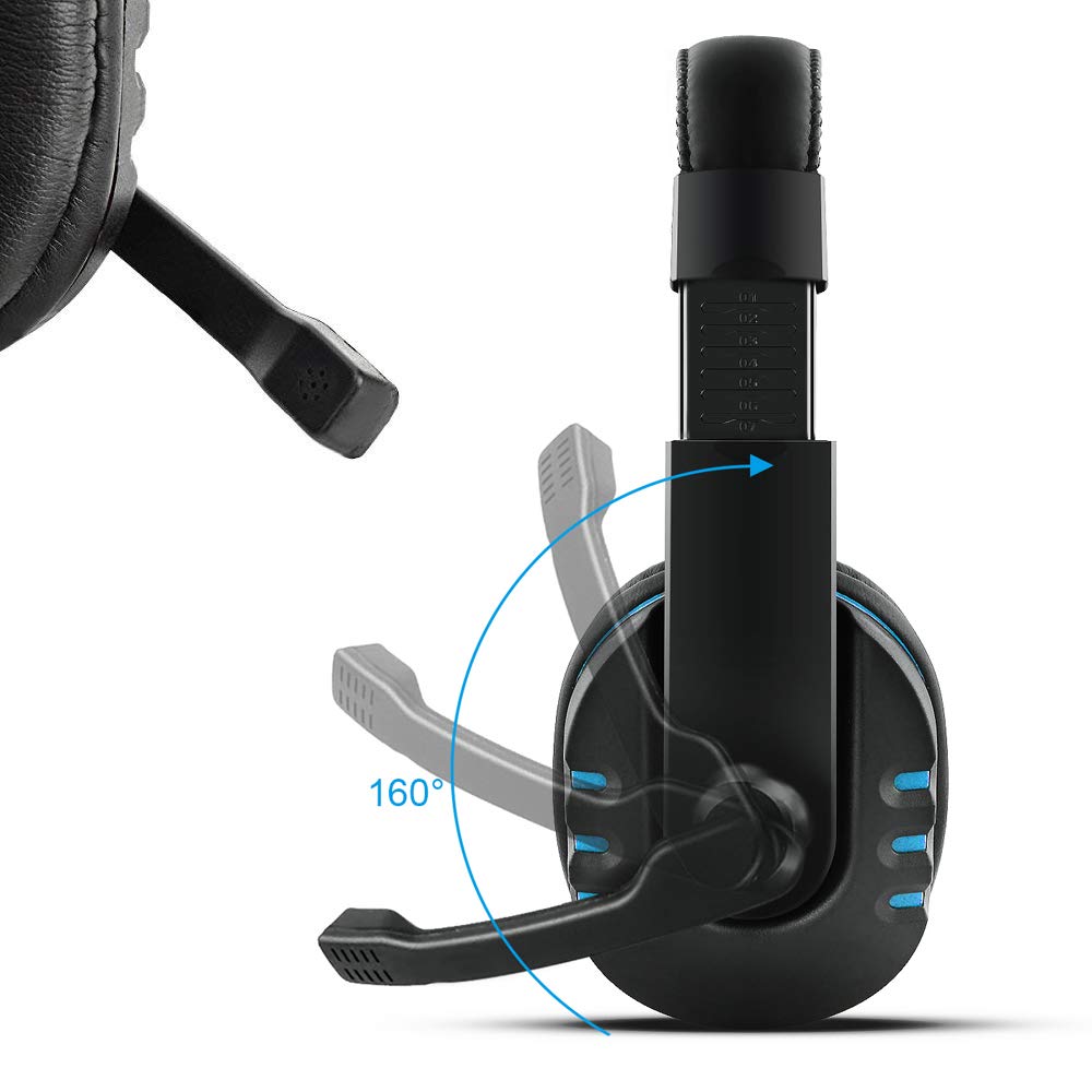 DaKuan 3.5mm Gaming Headset with Microphone - Over Ear Noise Cancelling Headphones for PC, PS4, Xbox One - Volume Control & Bonus 3.5mm Adapter Included - Perfect for Gaming, Streaming & Online Classes