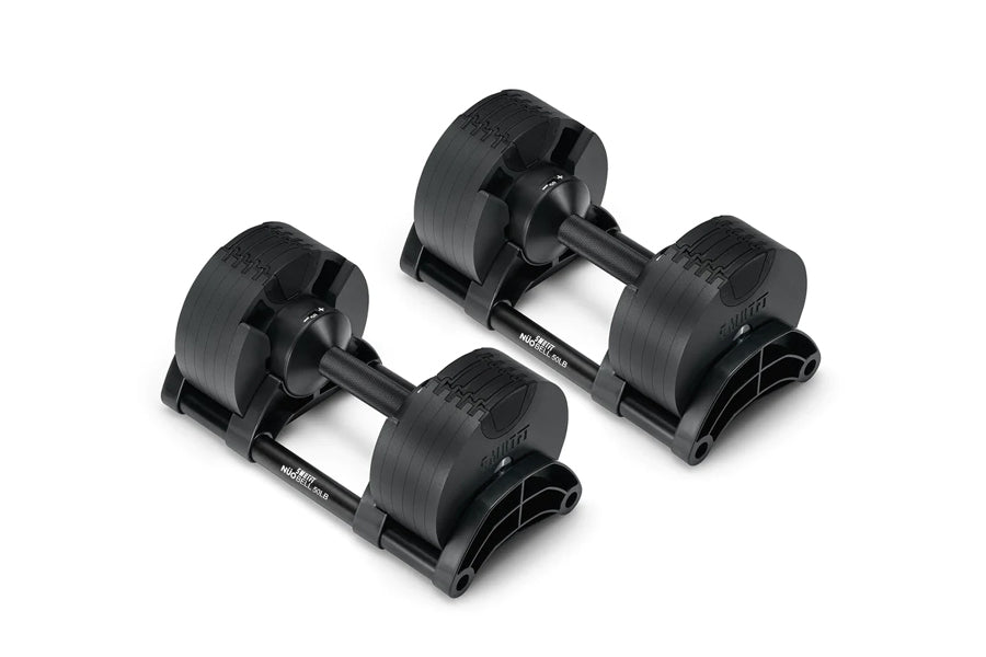 NÜOBELL 50lb Adjustable Dumbbells Set - Premium Matte Black Home Gym Weights for Strength Training & Fitness Workouts