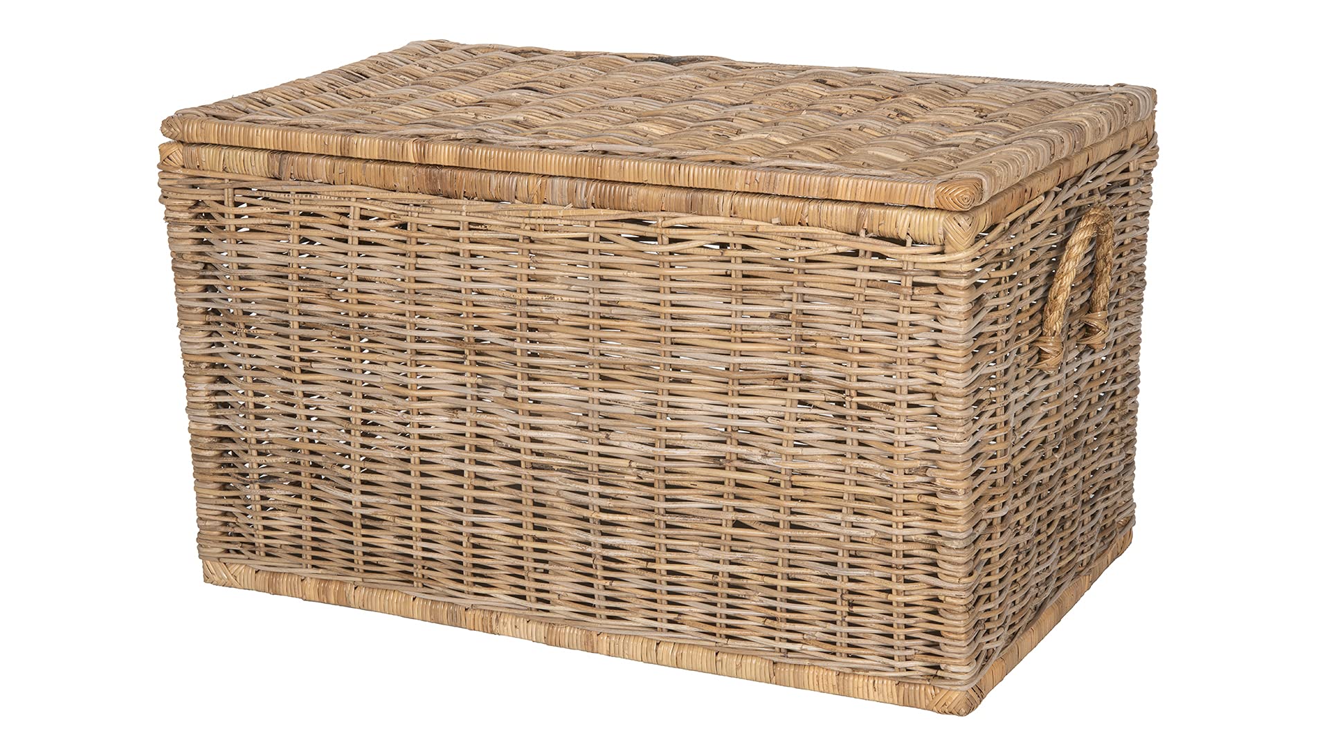 Kouboo Large Rattan Storage Trunk with Lid - Woven Decorative Basket for Blankets, Toys & Home Organization - Perfect for Living Room, Bedroom & Nursery Storage