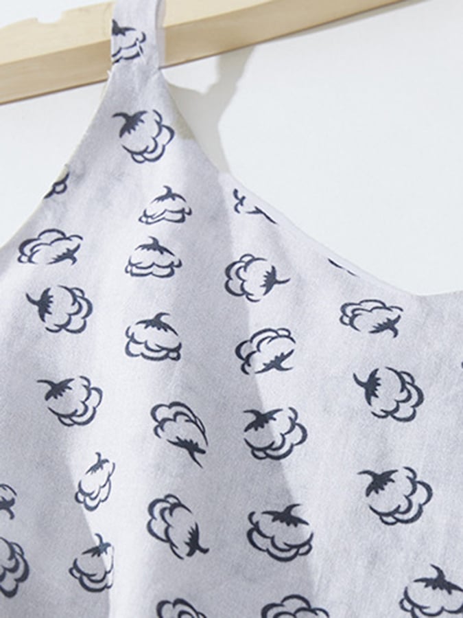 Lovevop Women's Cotton Linen Suspender Dress - Artistic Print Casual Sundress for Commuting, Travel & Summer Outfits | Boho Chic Style for Work, Picnics & Date Nights