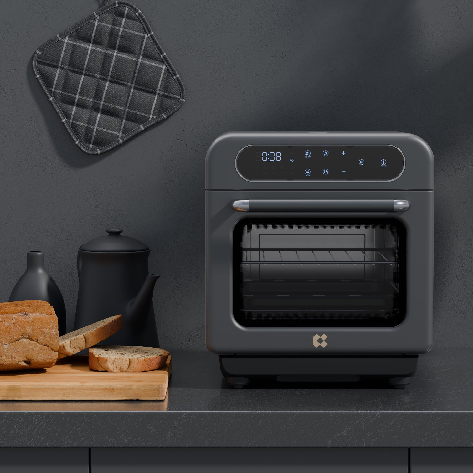 Ciarra Nosh 8-in-1 Multi-Function Steam Oven with Air Fryer, Dehydrator & Rotisserie | Countertop Convection Oven for Healthy Cooking | Perfect for Baking, Roasting & Meal Prep in Small Kitchens
