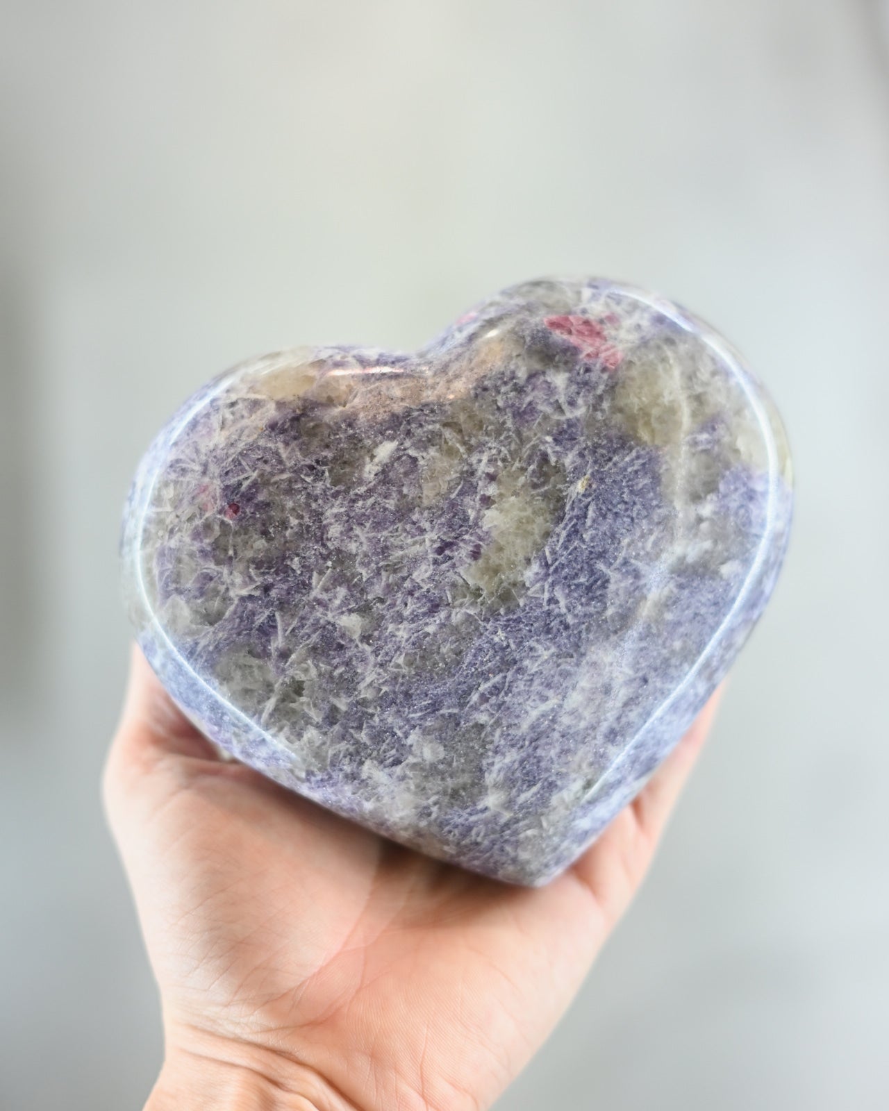 Natural Lepidolite Heart Stone - Large Healing Crystal for Stress Relief, Anxiety & Emotional Balance | Meditation, Reiki, Home Decor & Spiritual Gifts