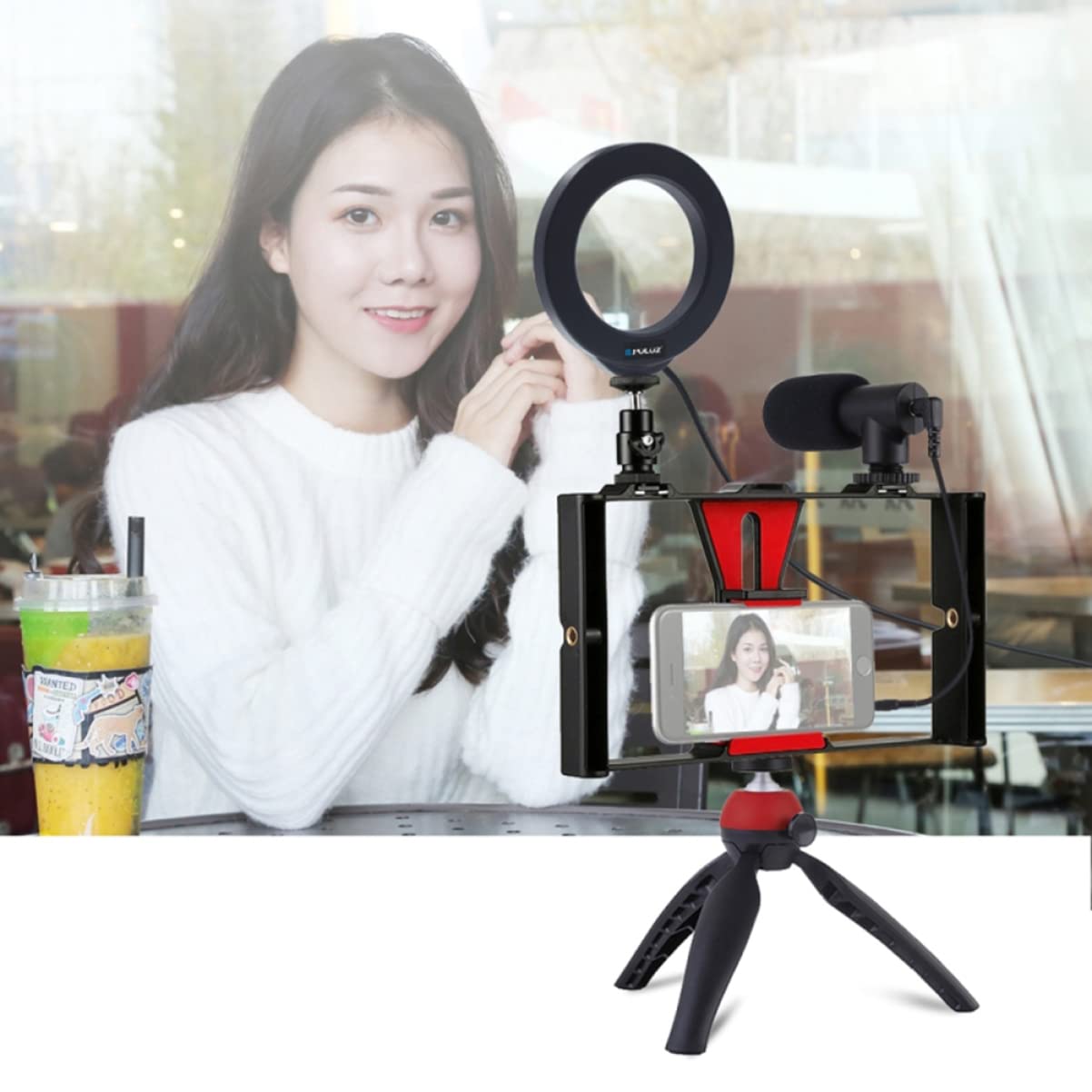 2 Pack Hemobllo Phone Stand & Tripod Kit with Ring Light - Portable Desktop Tripod Stand, Cell Phone Holder, Stabilizer for Live Streaming, Video Calls, Photography & Social Media Content Creation