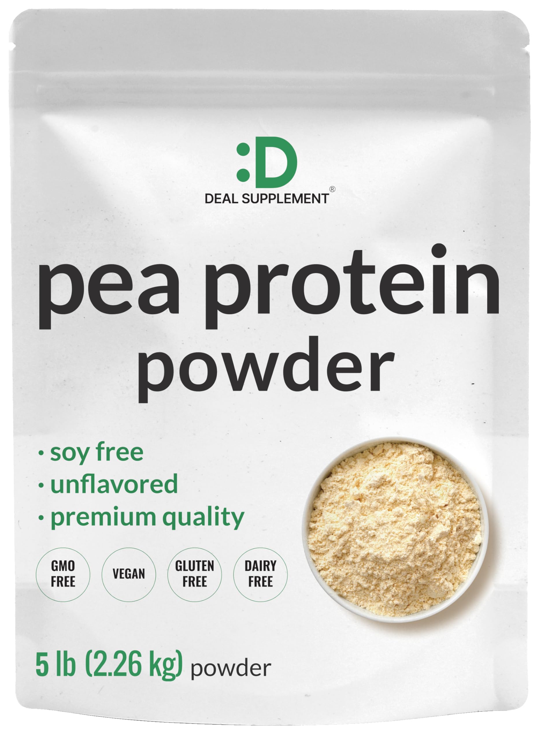 Premium Unflavored Pea Protein Powder 5lbs - 100% North American Grown Peas - Easy Digest Vegan Protein Isolate - 27g Protein per Serving, Soy Free, Gluten Free - Perfect for Smoothies, Baking & Post-Workout Recovery
