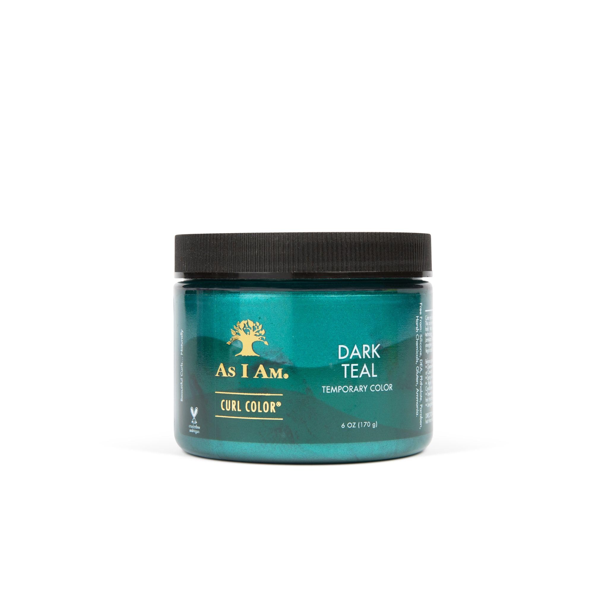 As I Am Curl Color - Dark Teal - 6 oz Temporary Hair Color & Curling Gel with Medium Hold - Vegan, Cruelty Free & Sulfate Free - Perfect for Curly Hair Styling & Washable Color for Daily Use