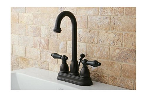 Restoration Double Handle Centerset Bathroom Sink Faucet with ABS Pop-Up Drain - Oil Rubbed Bronze Finish - Perfect for Vintage Style Bathrooms & Powder Rooms