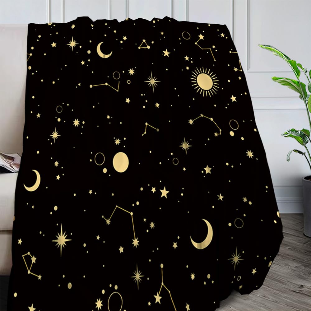 Galaxy Print Flannel Fleece Throw Blanket - Lightweight Cozy Plush Blanket for Bedroom, Living Room, Sofa & Couch - 50