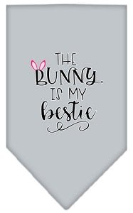 Bunny is My Bestie Screen Print Bandana - Soft Cotton Pet Bandanas in Multiple Colors - Perfect for Dog & Cat Accessories, Pet Parties & Photo Shoots