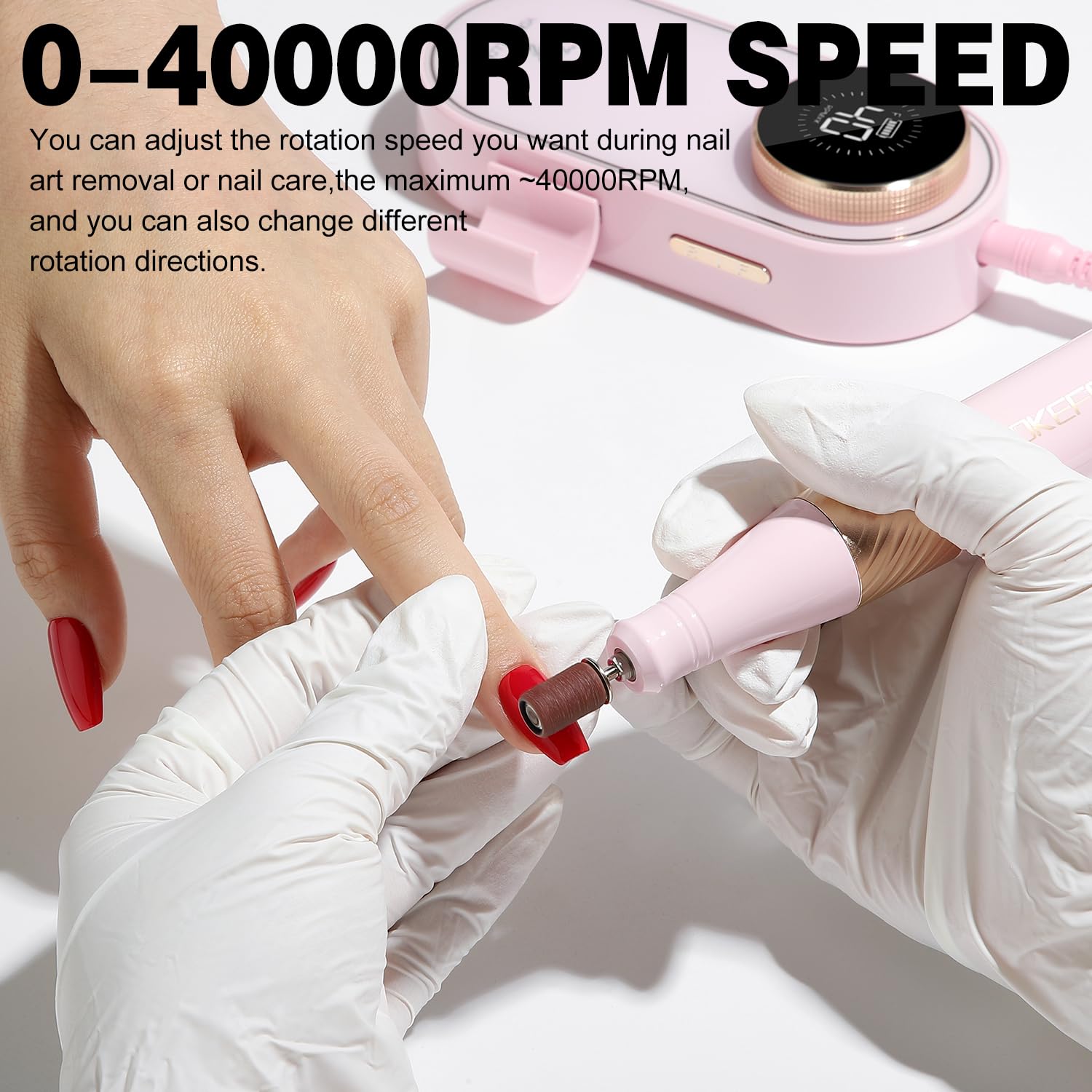 YOKE FELLOW Professional Electric Nail Drill Machine - 40000 RPM Nail File with 12 Drill Bits for Acrylic Nails, Manicure & Pedicure | Perfect for Home Salon, Nail Art & DIY Nail Care