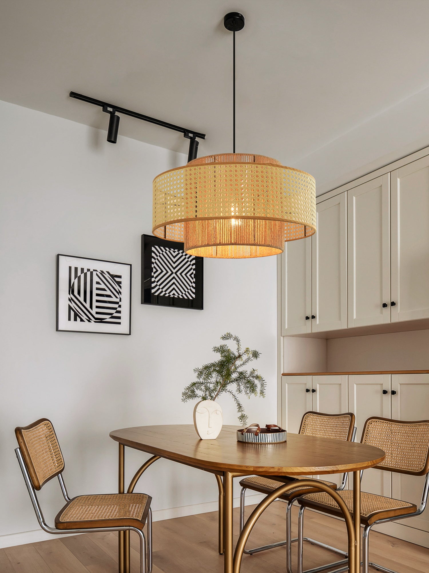 Modern Concentric Pendant Light Fixture - Sleek Minimalist Design for Kitchen Island, Dining Room & Bedroom Lighting - Dimmable LED Hanging Lamp for Home Decor