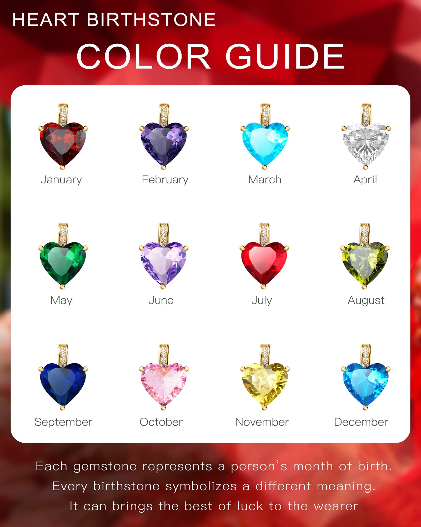 Genuine Birthstone Necklace for Women - Sterling Silver Heart Pendant with 14K Gold Plating | Personalized Birthday Gift for Her, Mom, Wife | Perfect for Valentine's Day, Anniversary & Special Occasions