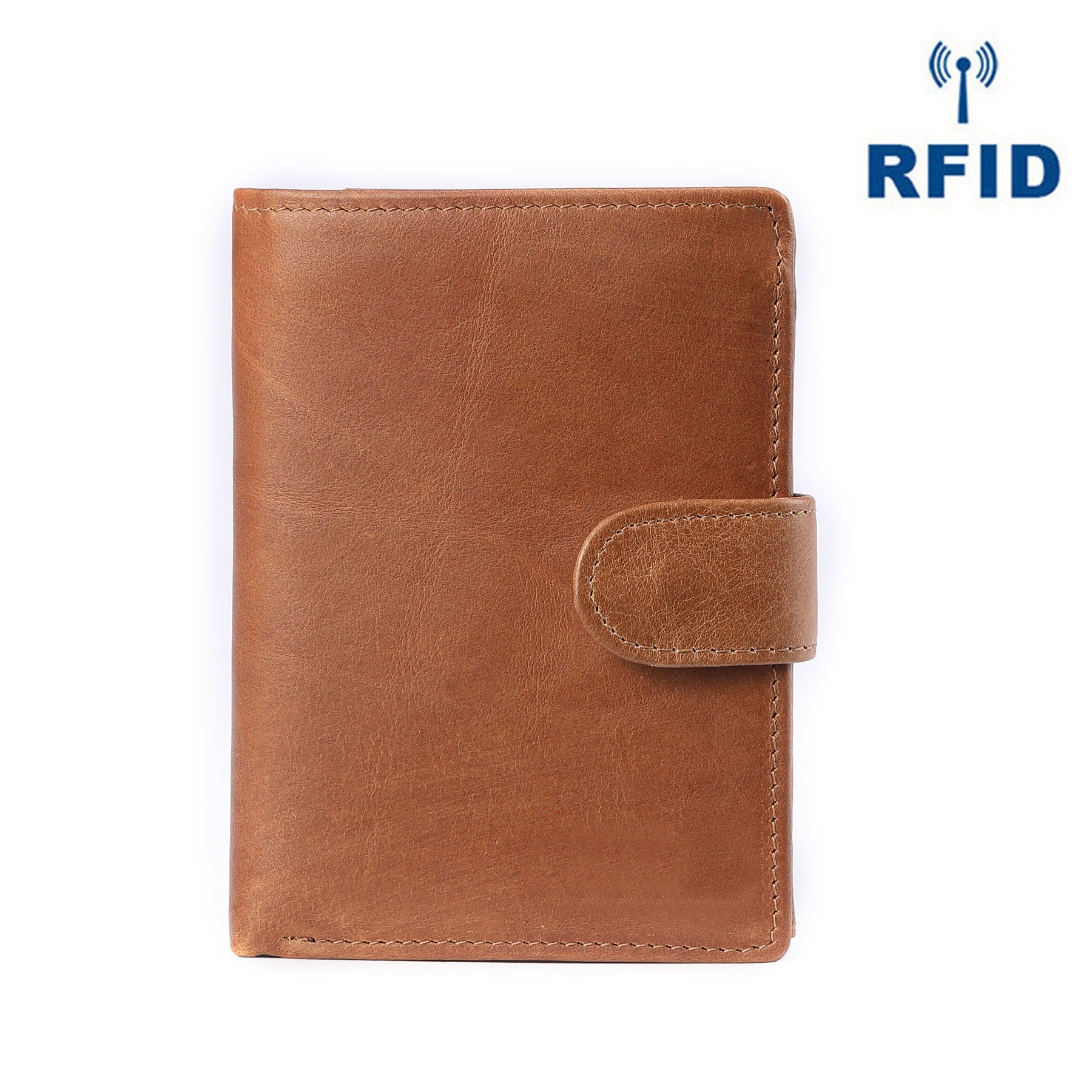 Men's Genuine Leather Short Bifold Wallet - Slim RFID Blocking Credit Card Holder for Everyday Carry & Travel