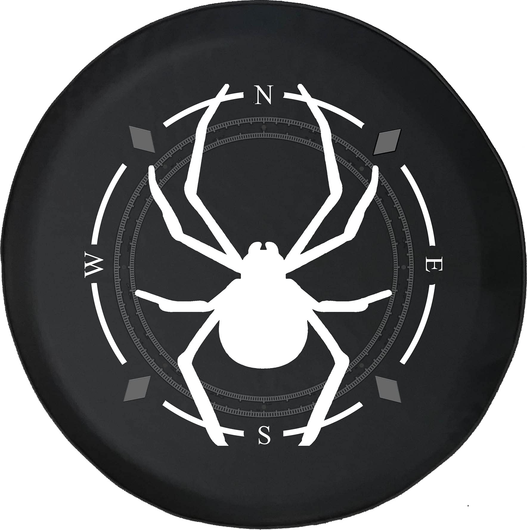 American Unlimited Spare Tire Cover with Compass Design - Black Widow Spider Wheel Cover for SUV, Trailer, RV Accessories | Durable & Weatherproof Fit for Off-Road Adventures & Camping Trips