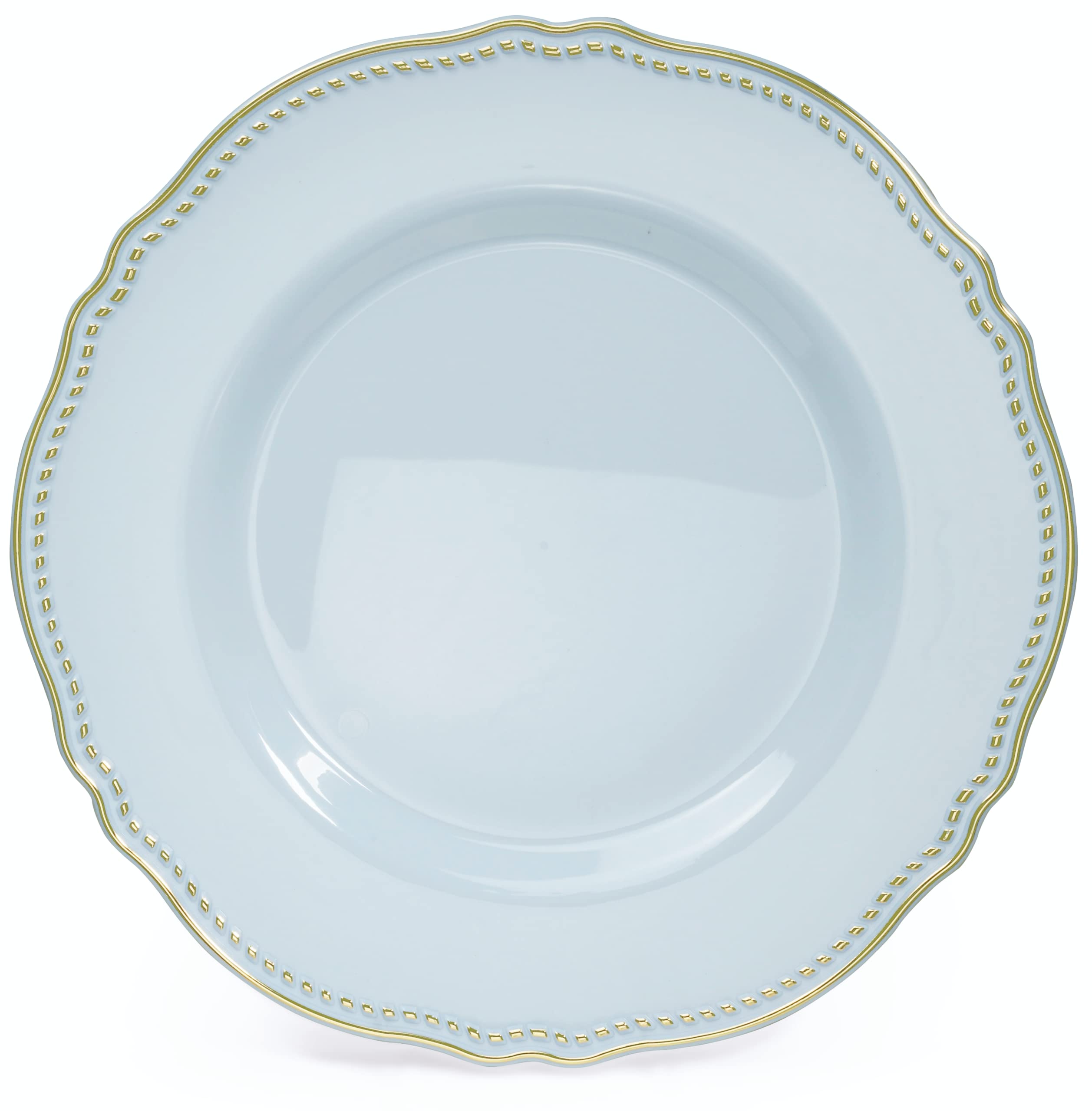 OCCASIONS 120-Pack Heavyweight Disposable Plastic Plates for Weddings & Parties - 10.25'' Dinner Plates in Rochelle Blue & Gold - Elegant Tableware for Bridal Showers, Baby Showers & Special Events
