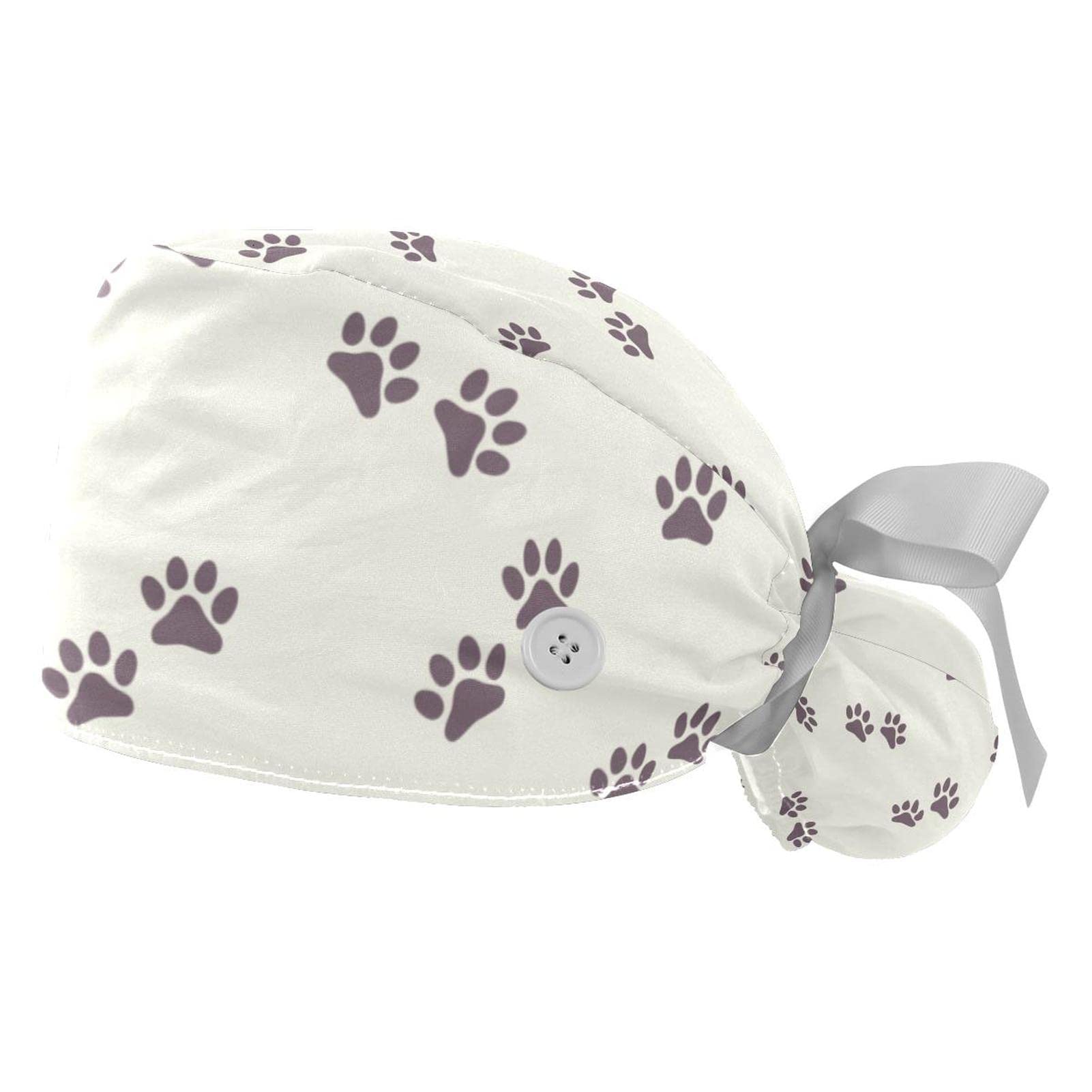 Cat Princess Heart Scrub Hats for Women & Men - 2 Pack Long Hair Surgical Caps with Button & Sweatband - Unisex Tie Back Working Hats for Nurses, Doctors, Healthcare Professionals - Perfect for Hospitals, Clinics & Medical Work