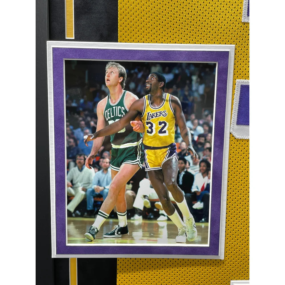 Magic Johnson Autographed Los Angeles Lakers Jersey - Framed NBA Memorabilia with BAS Beckett COA - Perfect for Sports Collectors, Man Cave Decor & Lakers Fan Gifts