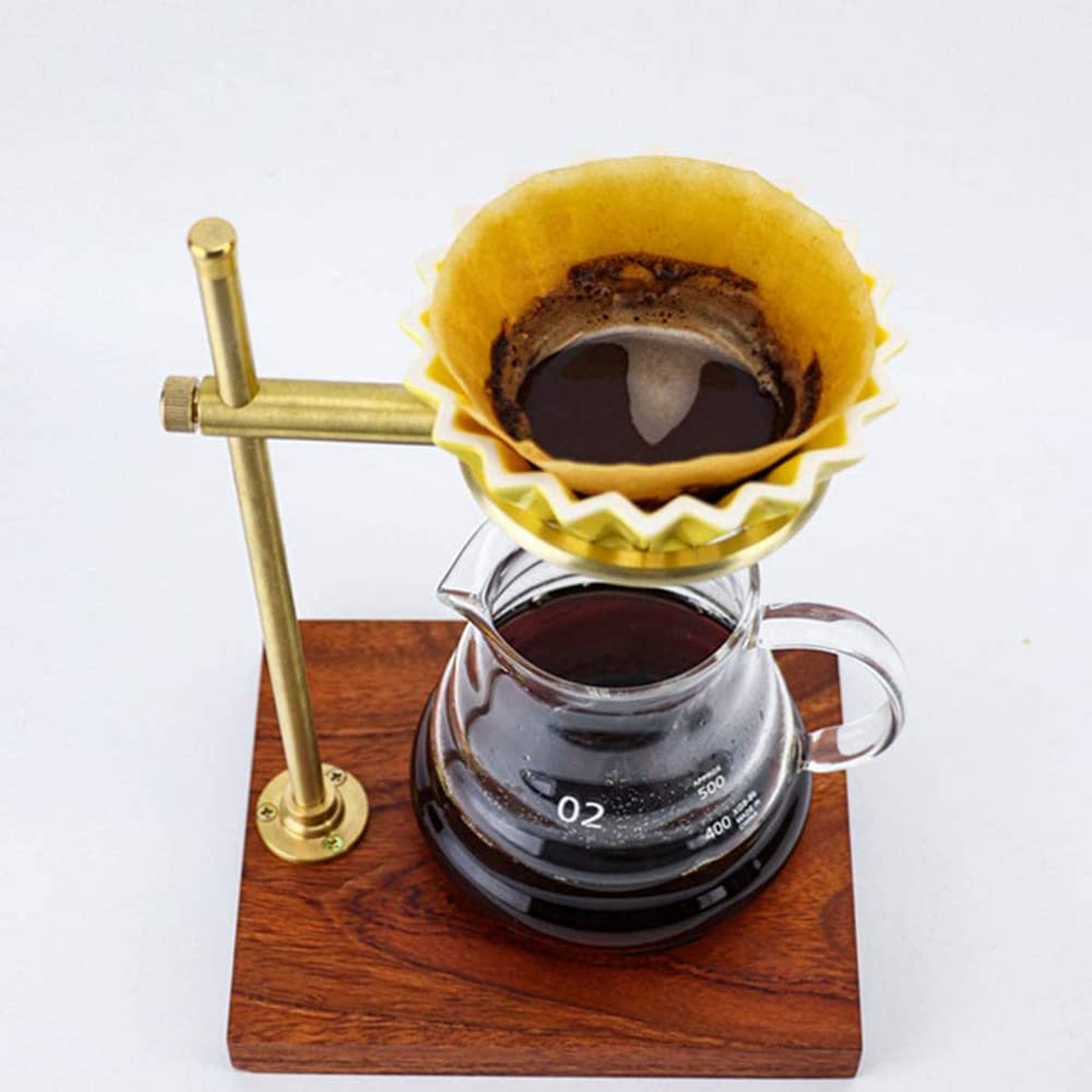 Adjustable Coffee Dripper Holder - Manual Wooden Filter Cup Stand with Light Brown Gold Finish | Perfect for Pour Over Coffee, Chemex & Drip Brewing at Home or Cafe