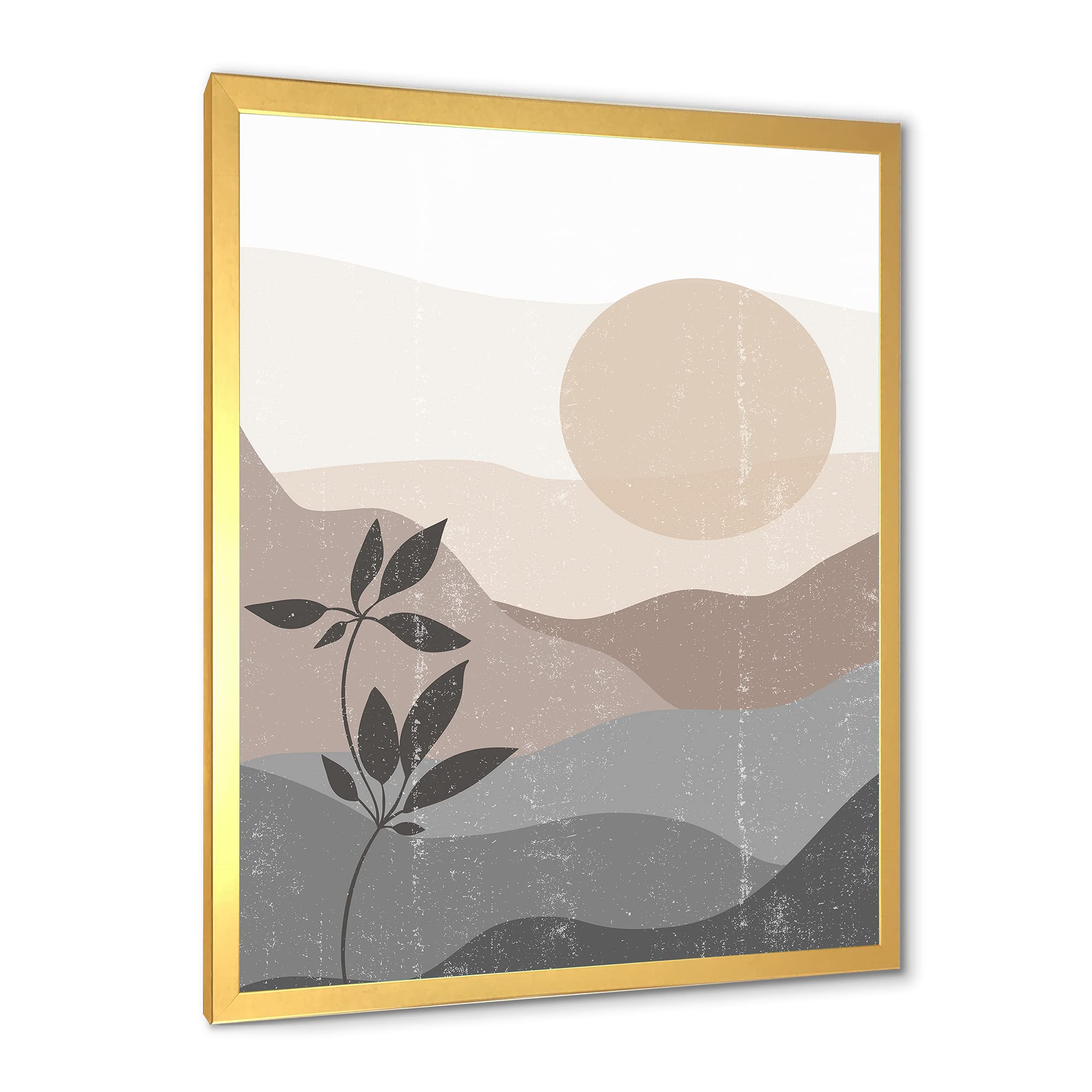 Minimalist Mountain Landscape Sunset Painting - Modern Framed Wall Art Decor for Living Room, Bedroom & Office