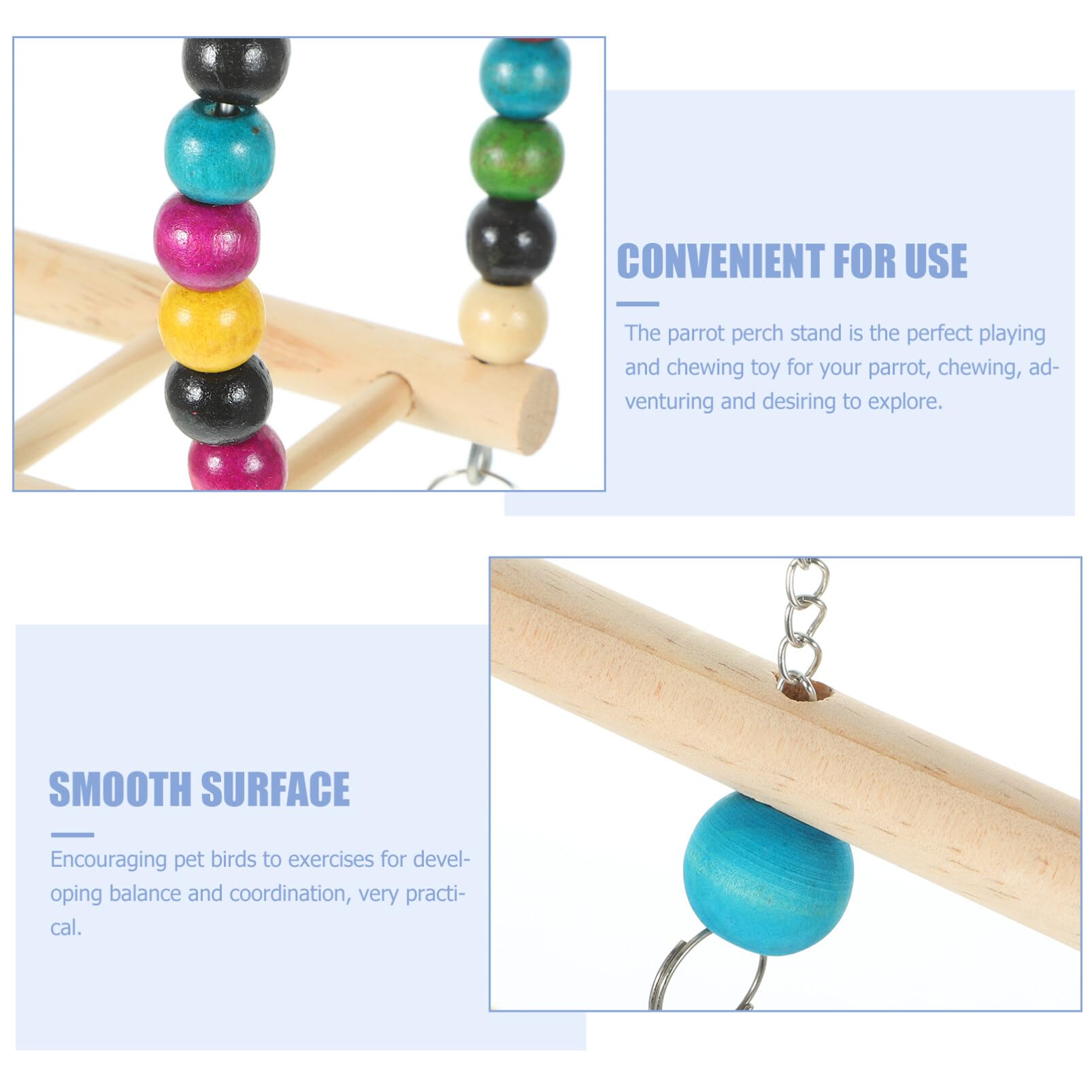 **Natural Wooden Bird Perch & Swing Toy Set - Chewing Ladder Bridge for Parrots, Parakeets, Lovebirds - Cage Accessories for Hanging, Standing & Play - Perfect for Small Birds' Exercise & Entertainment**