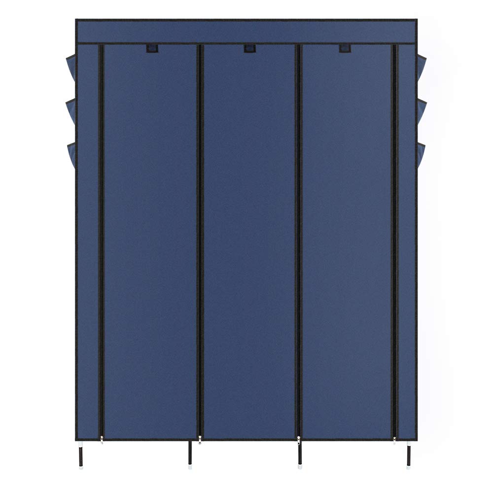 69 Inch Portable Clothes Closet Wardrobe Organizer - Foldable Non-Woven Fabric Storage Cabinet with Metal Frame, Easy Assembly & Extra Durable for Bedroom, Closet, Dorm, RV (Blue) - Perfect for Small Spaces & Seasonal Clothing Storage