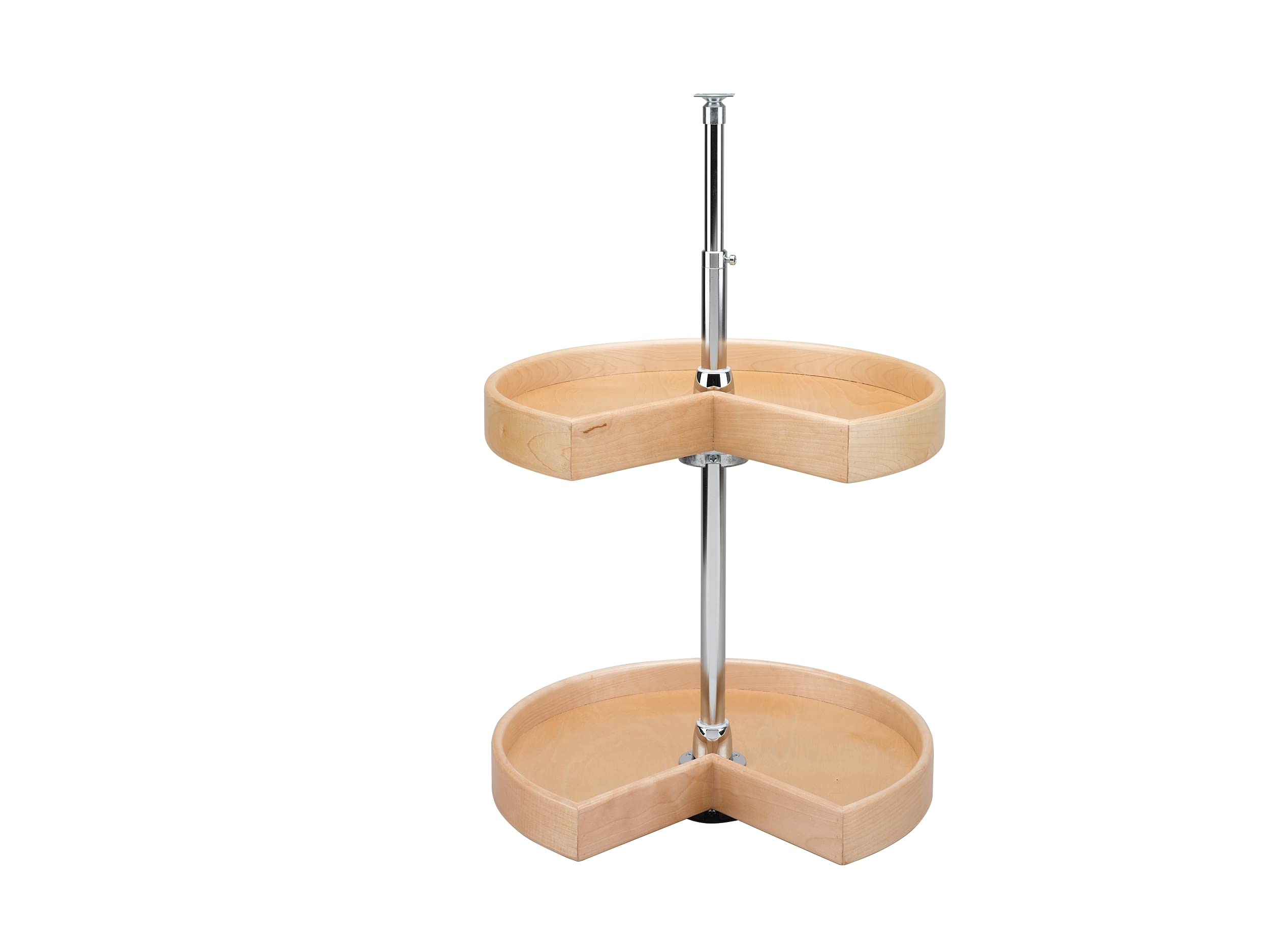 Natural Wood Kidney-Shaped 2-Tier Lazy Susan Turntable for Corner Cabinets - Space-Saving Spice & Pantry Organizer for Kitchen, Bathroom, or Office Storage