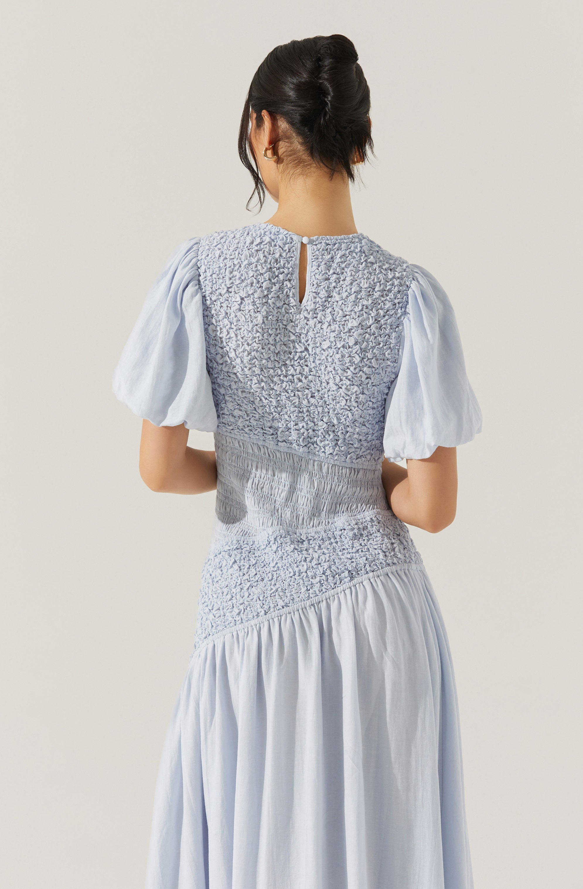Theoni Smocked Asymmetric Dress - Women's Elegant Ruffled Midi Dress for Summer, Parties & Special Occasions