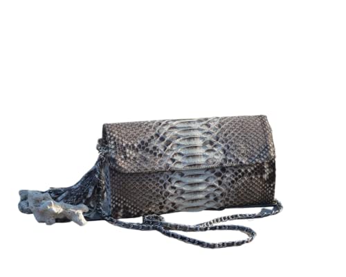 Genuine Python Snakeskin Women's Chain Clutch Bag - Fashionable Evening Purse for Parties, Weddings & Special Occasions
