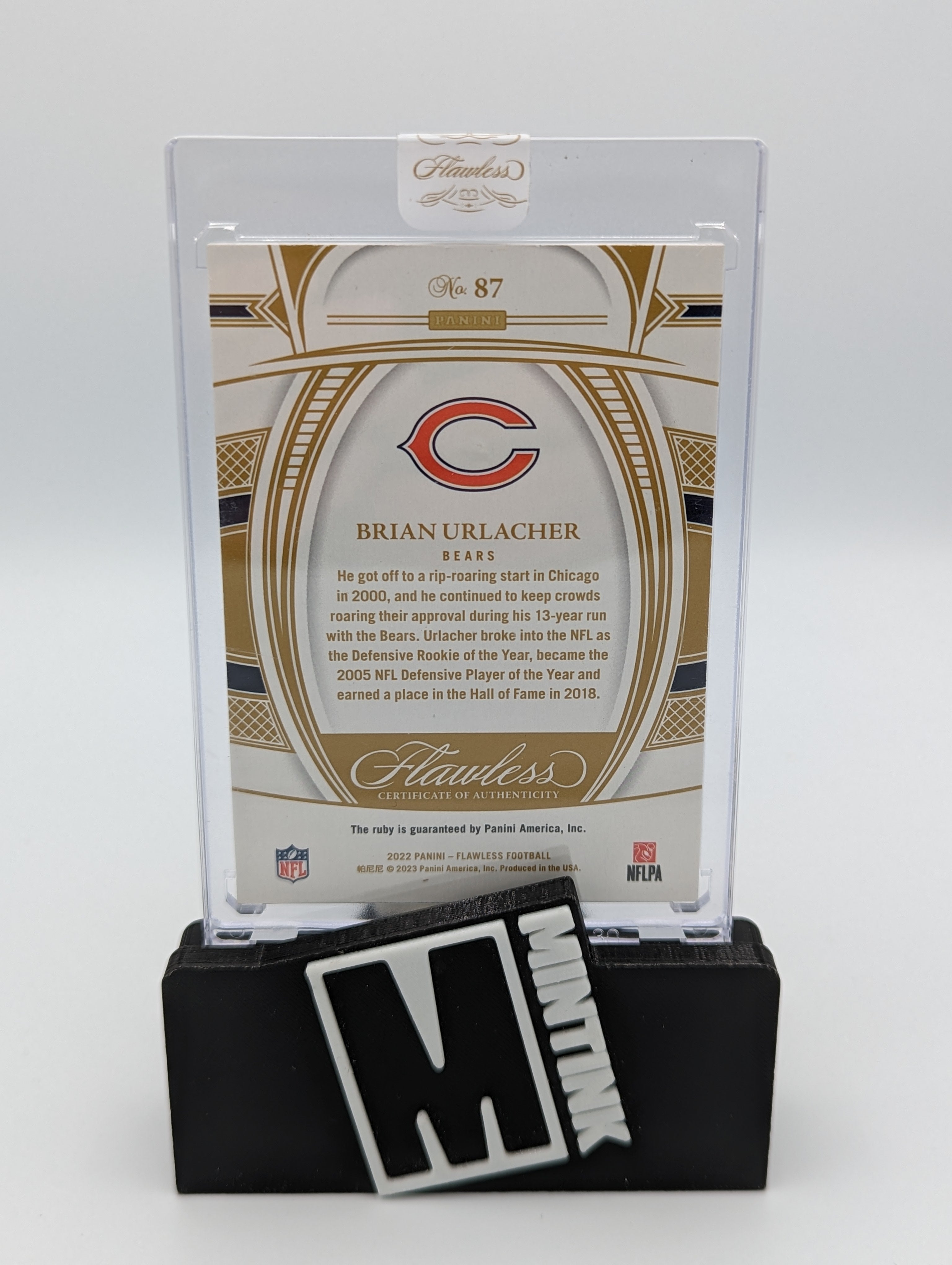 2022 Panini Flawless Legends Brian Urlacher Ruby 20/20 #87 Football Trading Card - Perfect for Collectors, Investors & Sports Memorabilia Enthusiasts