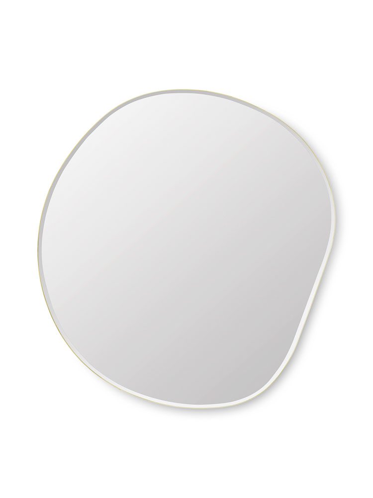 FERM LIVING Pond Mirror XL - Large Round Brass Wall Mirror for Bathroom, Living Room & Bedroom Decor - Elegant Home Accent for Modern Interior Design