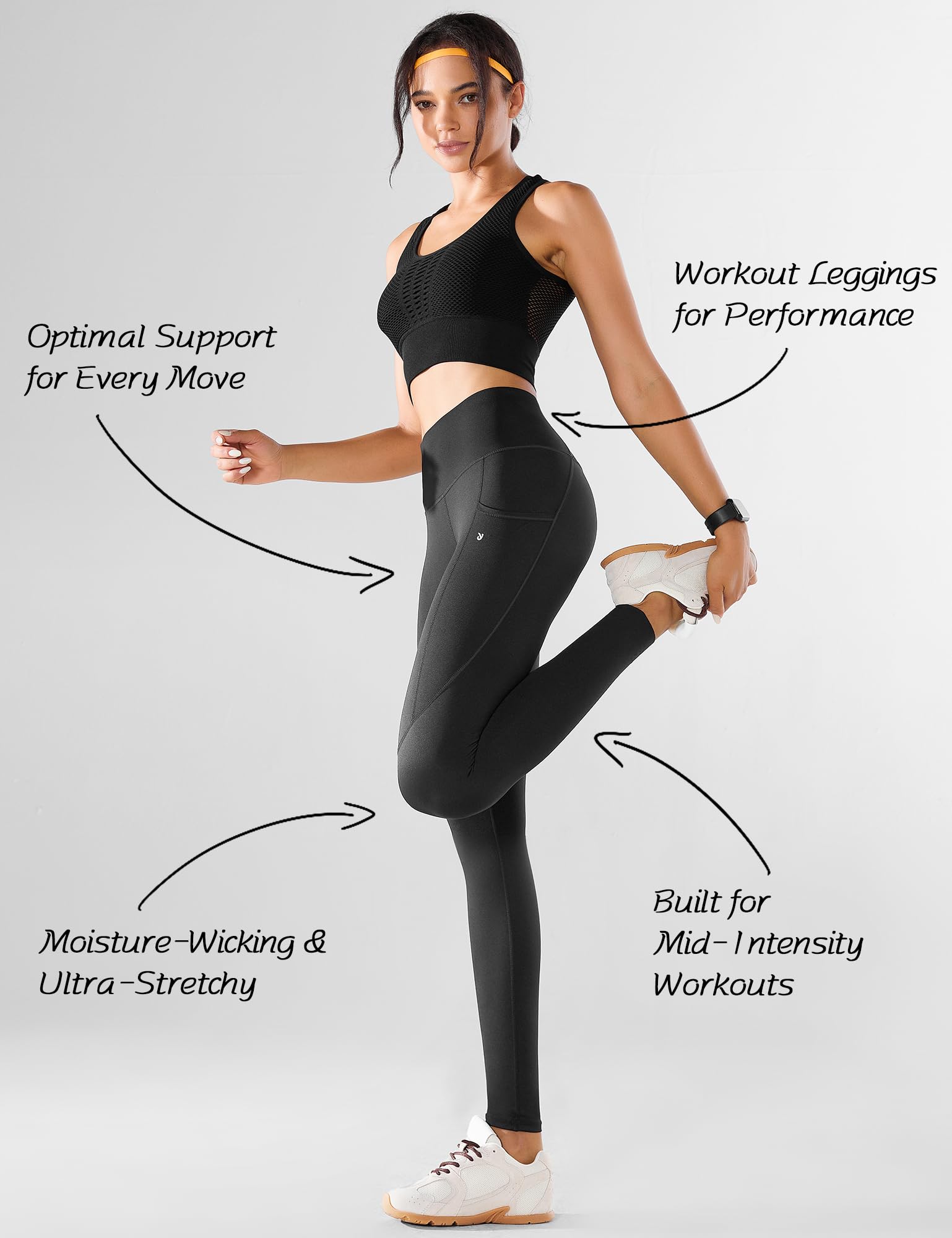 High Waist Workout Leggings for Women with Pockets - Compression Gym Yoga Pants Non See Through - Perfect for Running, Training & Lounge Wear