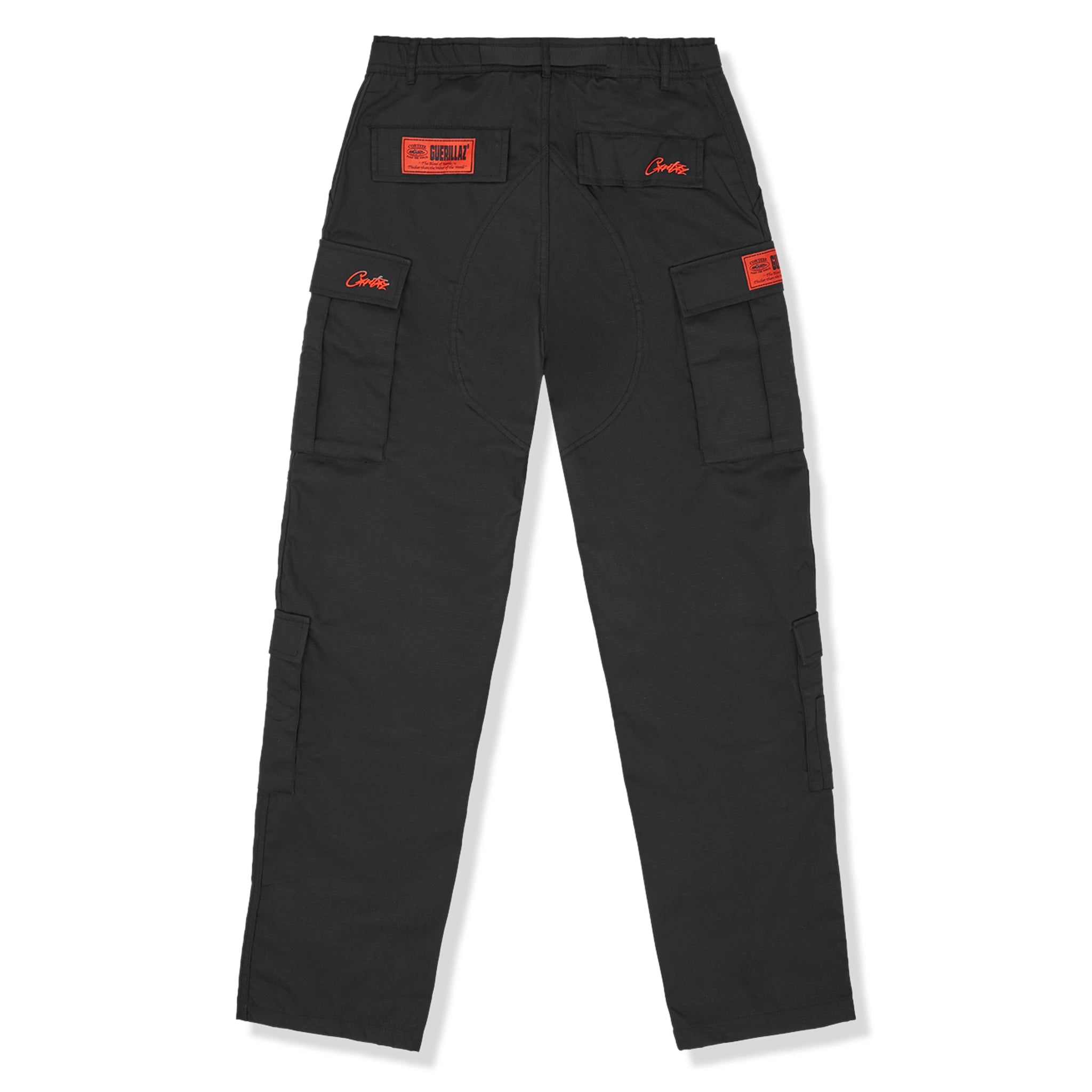 Corteiz Guerillaz Black Red Cargo Pants for Men - Stylish Streetwear Joggers with Multiple Pockets | Perfect for Urban Fashion, Hip Hop Outfits & Casual Wear