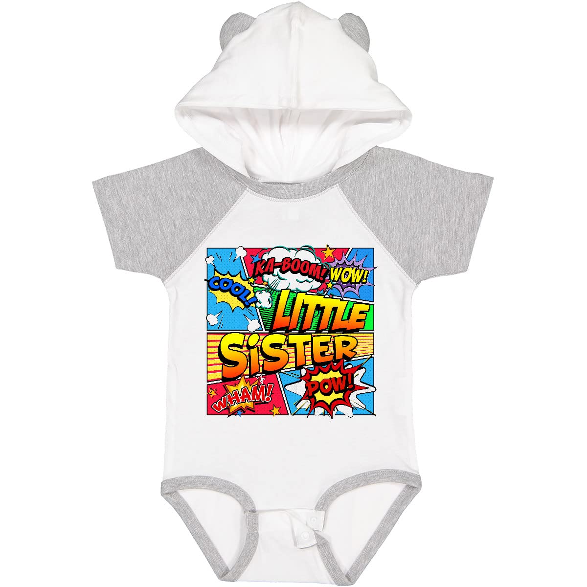 Inktastic Little Sister Comic Book Baby Bodysuit - Cute Graphic Onesie for Newborn & Infant Girls - Perfect for Family Photos, Baby Showers & Comic Book Lovers